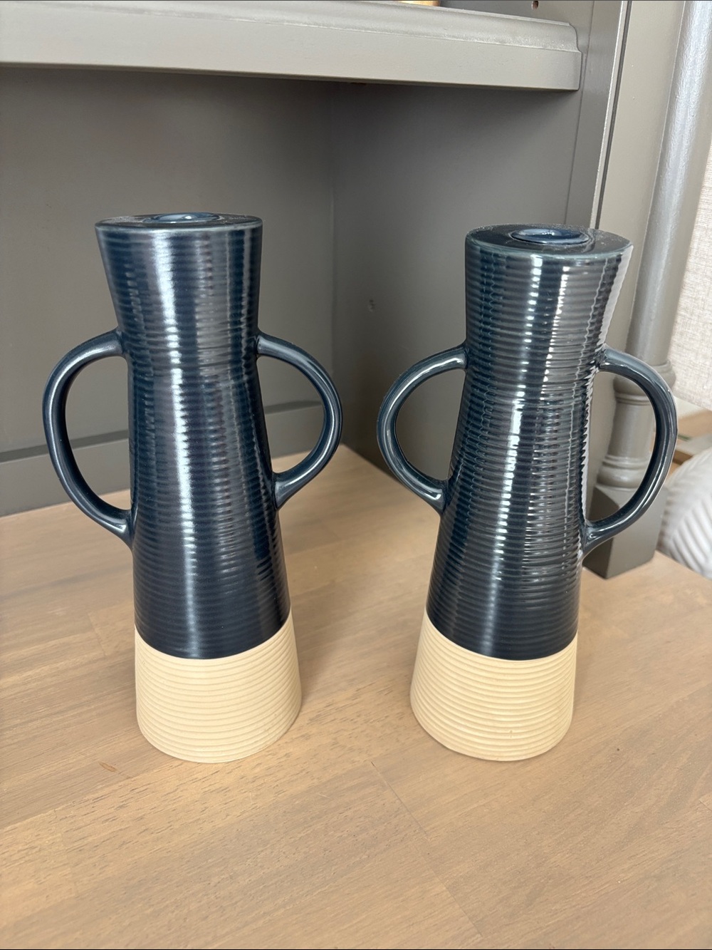 Crate & Barrel Sibely tapered candle holders 9.5”